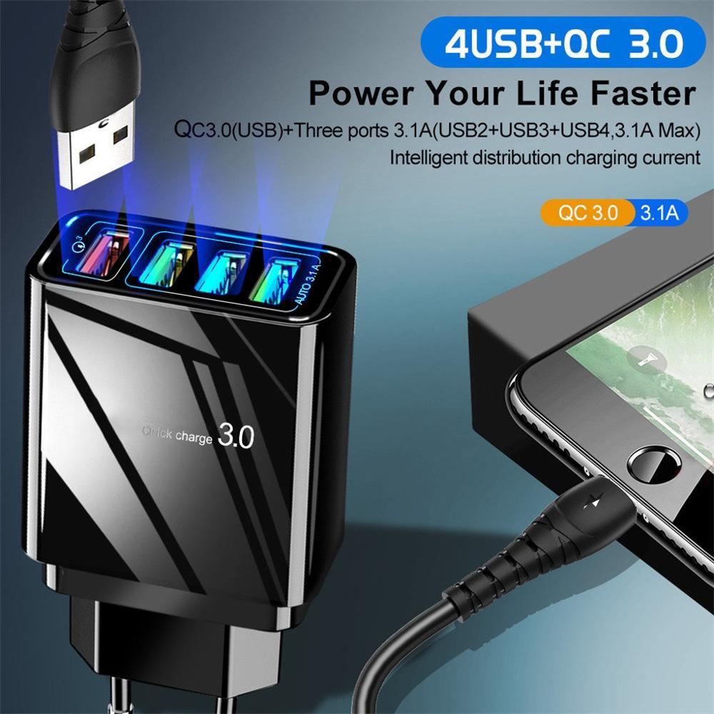 Illuminated 4 USB Mobile Phone Charger