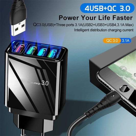 Illuminated 4 USB Mobile Phone Charger